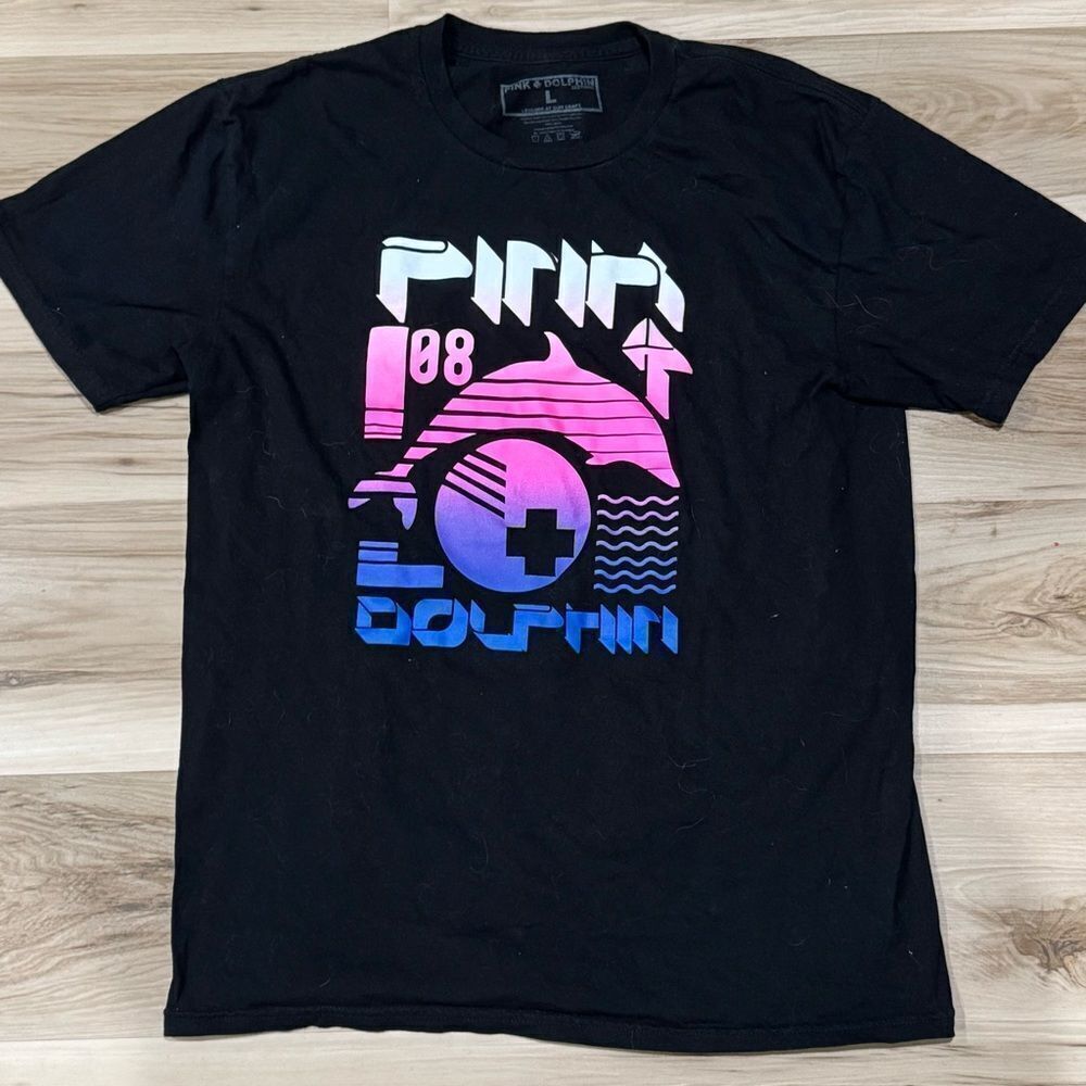 Pink Dolphin Pulse Collage Tee Shirt Black Pink Blue Men’s Large
